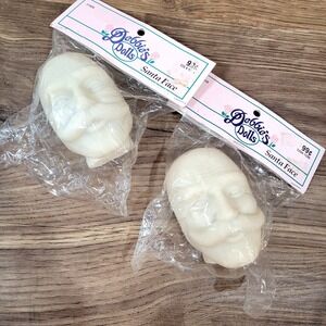 Vintage Debbie Doll Santa Face Molded Rubber Craft Set of 2 Doll Heads 1980s 3"